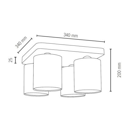 Plafón JENTA 4xE27/25W/230V roble mate - certificado FSC