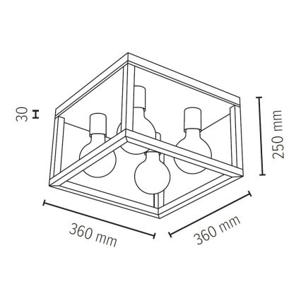 Plafón KAGO 4xE27/60W/230V roble mate - Certificado FSC