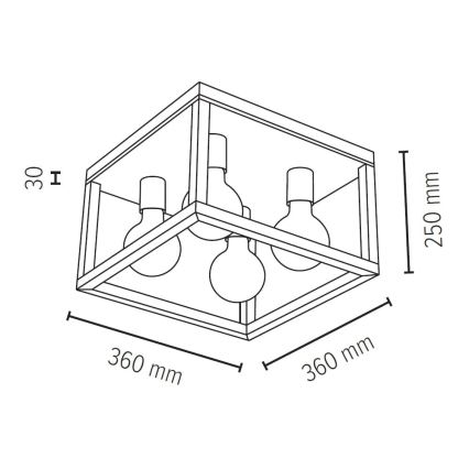 Plafón KAGO 4xE27/60W/230V - Certificado FSC