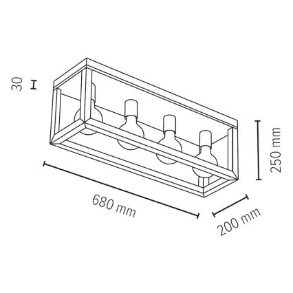 Plafón KAGO 4xE27/60W/230V roble mate – Certificado FSC