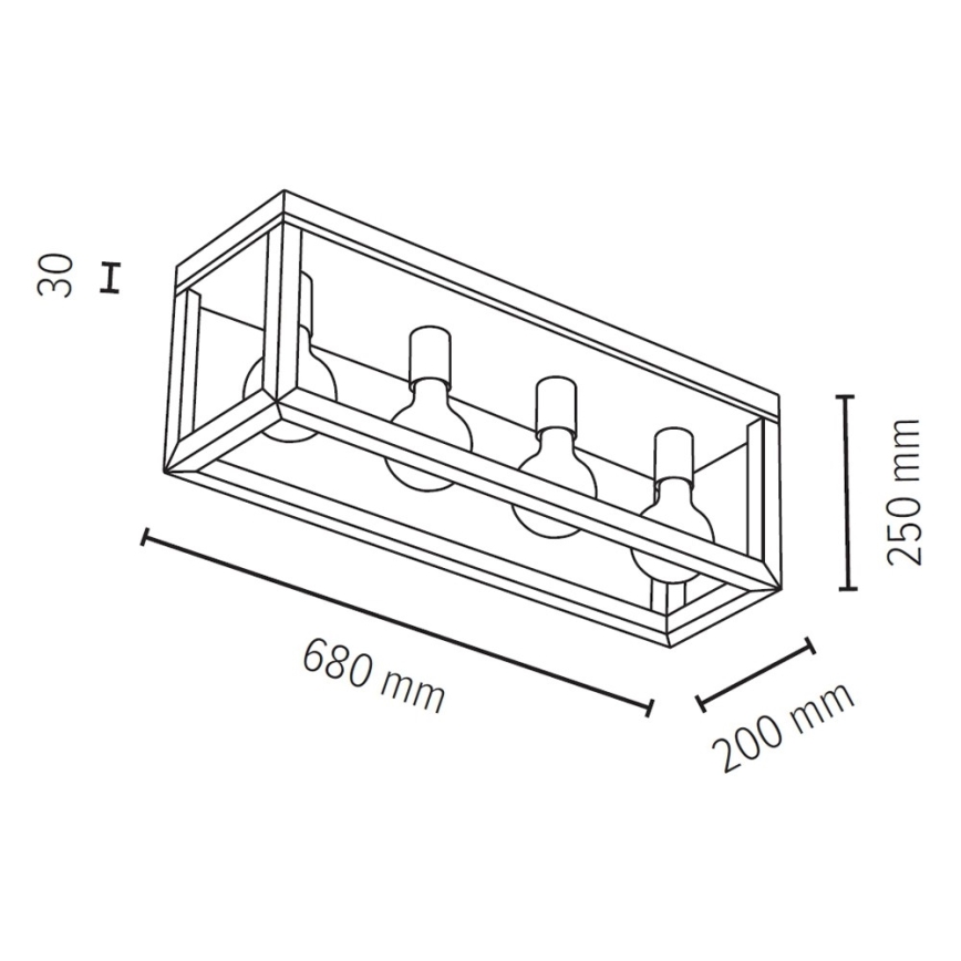 Plafón KAGO 4xE27/60W/230V roble mate – Certificado FSC