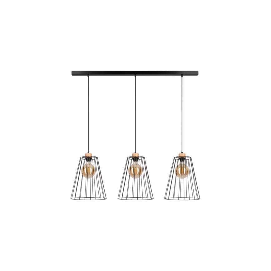 Lámpara colgante ORAZIO 3xE27/60W/230V roble
