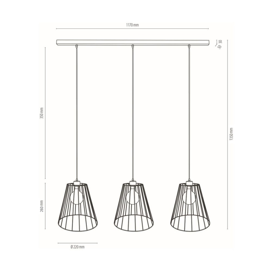 Lámpara colgante ORAZIO 3xE27/60W/230V roble