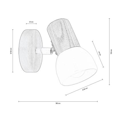 Foco de pared NEL 1xE27/15W/230V pino - Certificado FSC