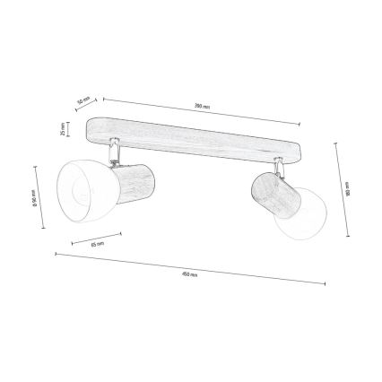 Foco de techo NEL 2xE27/15W/230V pino - Certificado FSC