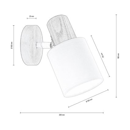 Foco de pared TRENDY 1xE27/15W/230V pino - certificado FSC