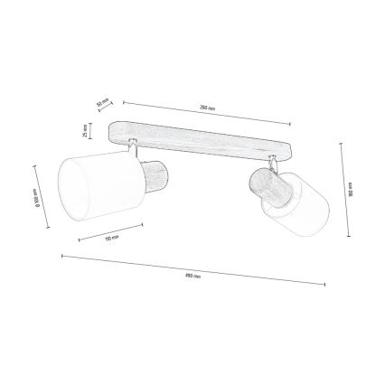 Foco de techo TRENDY 2xE27/15W/230V pino - certificado FSC