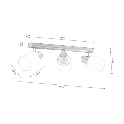 Foco de techo TRENDY 3xE27/15W/230V pino - Certificado FSC