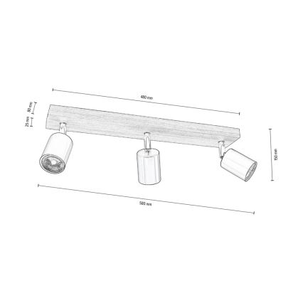 Foco de techo MANARA  3xGU10/5W/230V pino - Certificado FSC