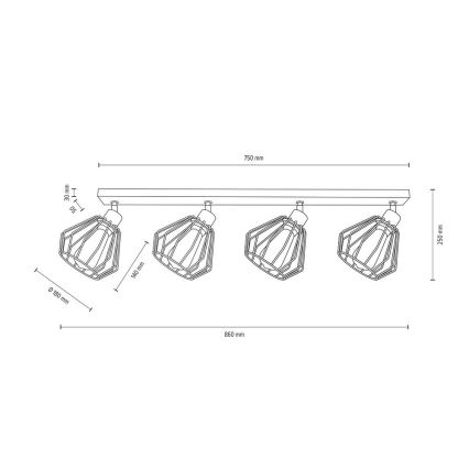 Foco de techo VENTI 4xE27/15W/230V pino - Certificado FSC