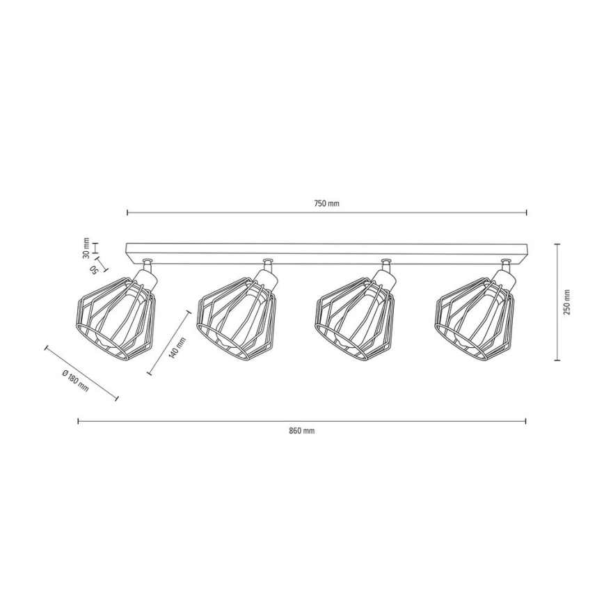 Foco de techo VENTI 4xE27/15W/230V pino - Certificado FSC