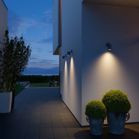 Aplique exterior jardín con sensor luz crepuscular para 1x GU10 IP44  Antracita