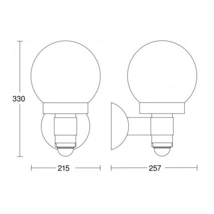 Steinel 059880 - LED Lámpara de exterior con sensor L 115 1xE27/60W/230V IP44