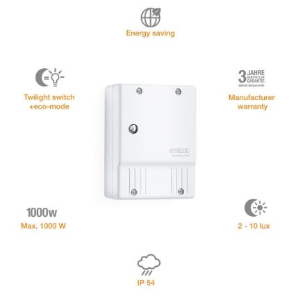 STEINEL 550417 - Interruptor crepuscular NightMatic 2000 blanco IP54