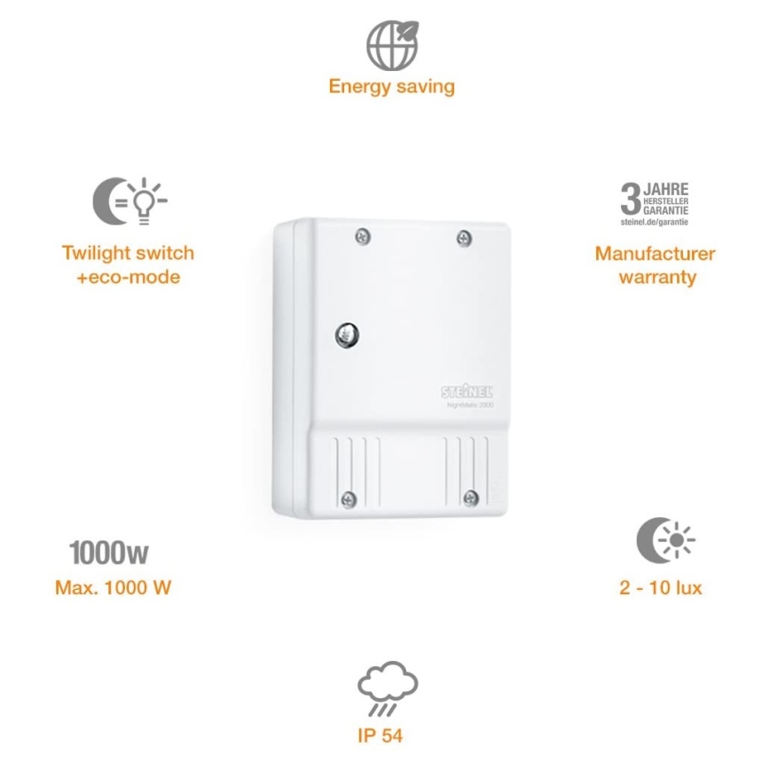 STEINEL 550417 - Interruptor crepuscular NightMatic 2000 blanco IP54