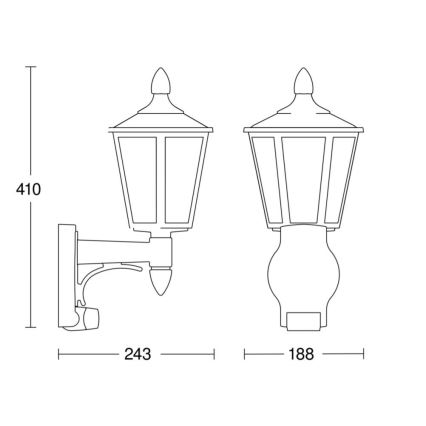 Steinel 617813 - Aplique exterior con sensor L 15 1xE27/60W/230V IP44