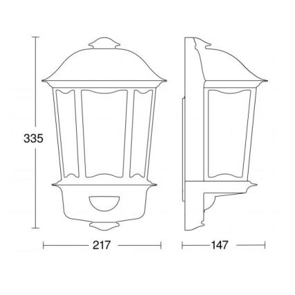 Steinel 644413 - Lámpara de pared con sensor para exteriores L 190 S 1xE27/100W/230V IP44