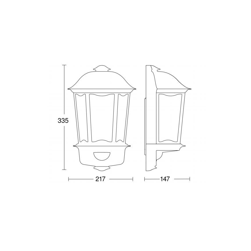 Steinel 644413 - Lámpara de pared con sensor para exteriores L 190 S 1xE27/100W/230V IP44