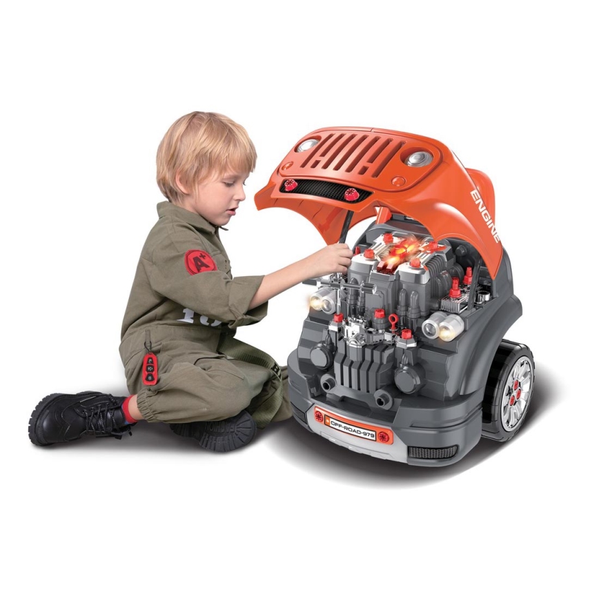 Taller de reparación de coches para niños 3xAAA + 1xCR2025 naranja/gris