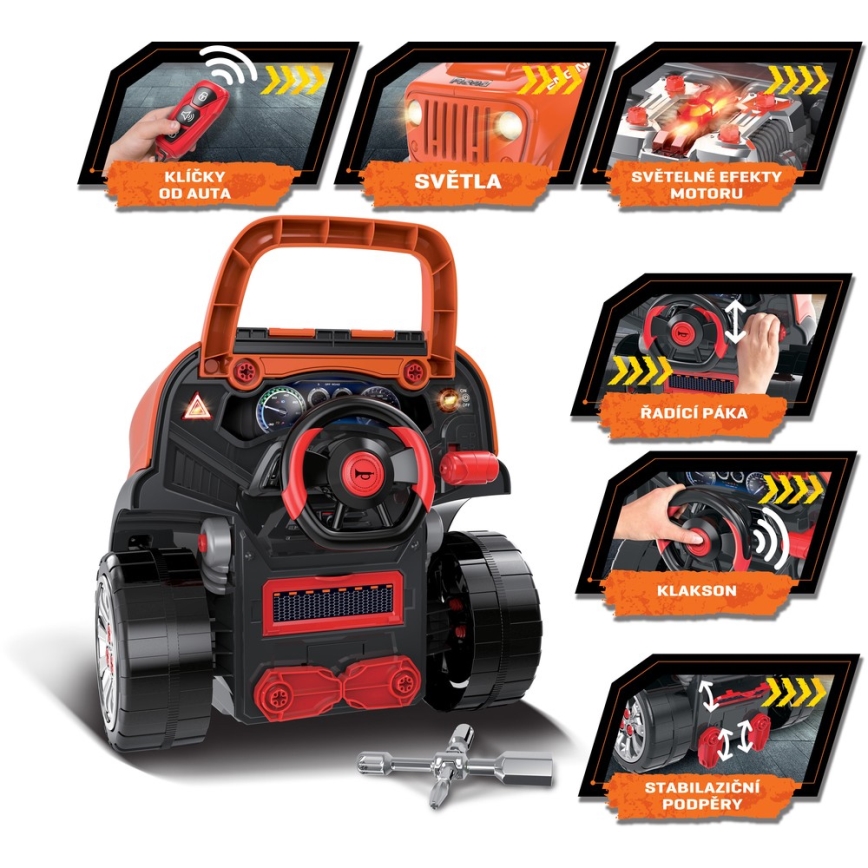 Taller de reparación de coches para niños 3xAAA + 1xCR2025 naranja/gris