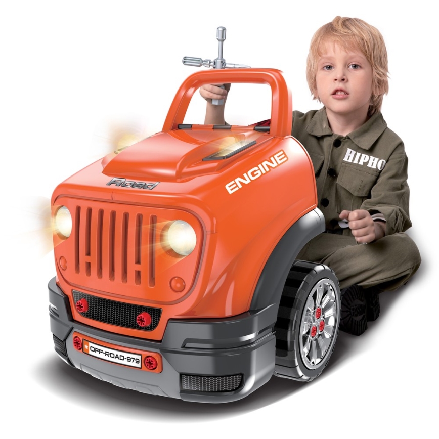 Taller de reparación de coches para niños 3xAAA + 1xCR2025 naranja/gris