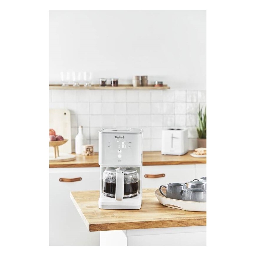Tefal - Cafetera de goteo con pantalla LCD SENSE 1000W/230V blanco