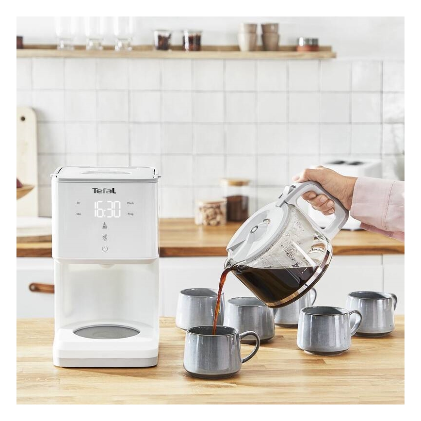 Tefal - Cafetera de goteo con pantalla LCD SENSE 1000W/230V blanco