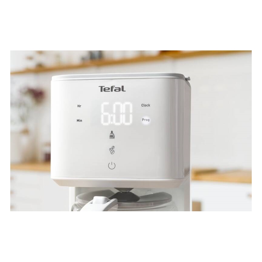 Tefal - Cafetera de goteo con pantalla LCD SENSE 1000W/230V blanco