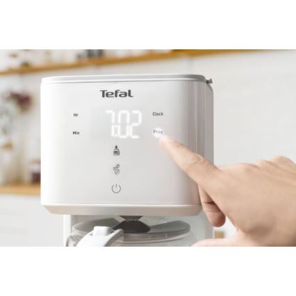 Tefal - Cafetera de goteo con pantalla LCD SENSE 1000W/230V blanco