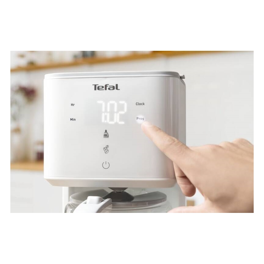 Tefal - Cafetera de goteo con pantalla LCD SENSE 1000W/230V blanco