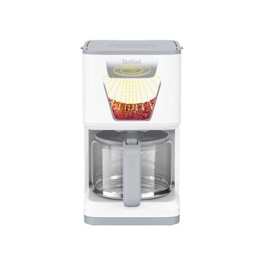 Tefal - Cafetera de goteo con pantalla LCD SENSE 1000W/230V blanco