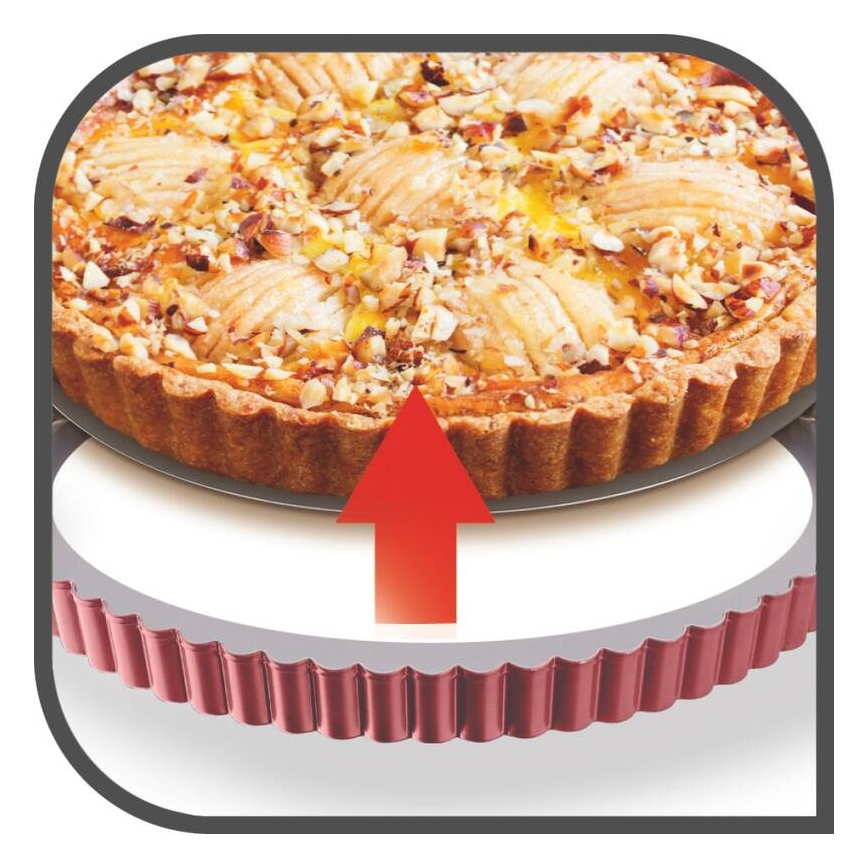 Tefal - Molde para tarta con base removible DELIBAKE 28 cm rojo