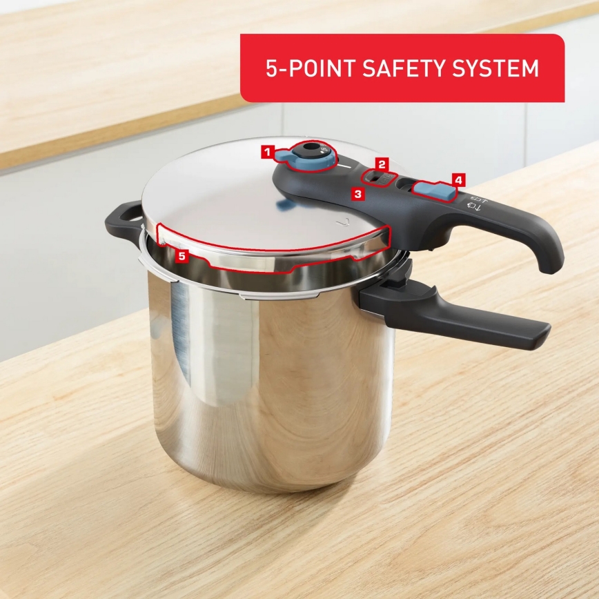 Tefal - Olla a presión 8 l SECURE TRENDY acero inoxidable