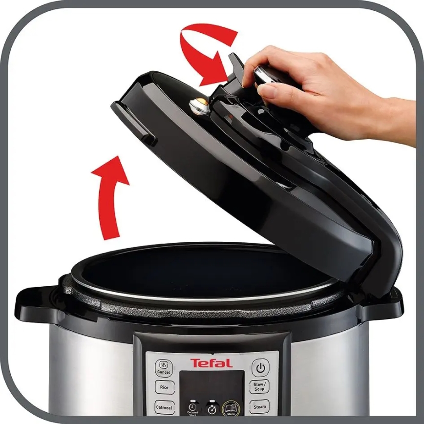 Tefal - Olla a presión eléctrica multifunción ALL IN ONE POT 1100W/230V cromo mate/negro