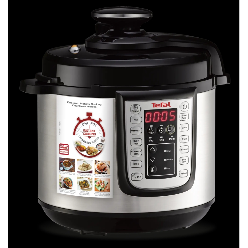 Tefal - Olla a presión eléctrica multifunción ALL IN ONE POT 1100W/230V cromo mate/negro