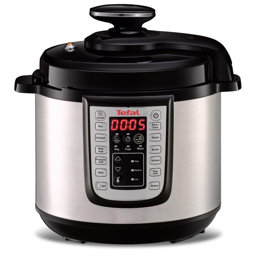 Tefal - Olla a presión eléctrica multifunción ALL IN ONE POT 1100W/230V cromo mate/negro