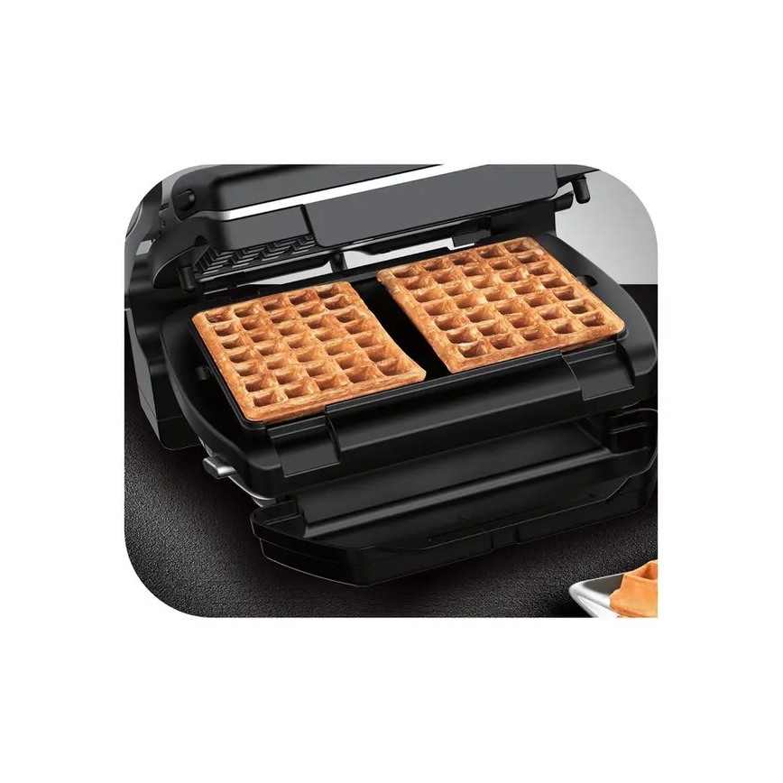 Tefal - Parrilla de contacto OPTIGRILL+ INOX WAFFLES 2000W/230V negro/cromo