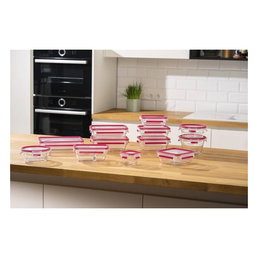 Tefal - Recipiente de comida 0,85 l MSEAL GLASS rojo/tarros