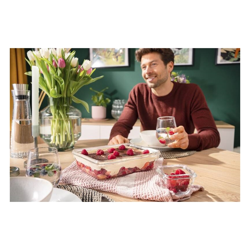 Tefal - Recipiente de comida 3 l MSEAL GLASS rojo/tarros