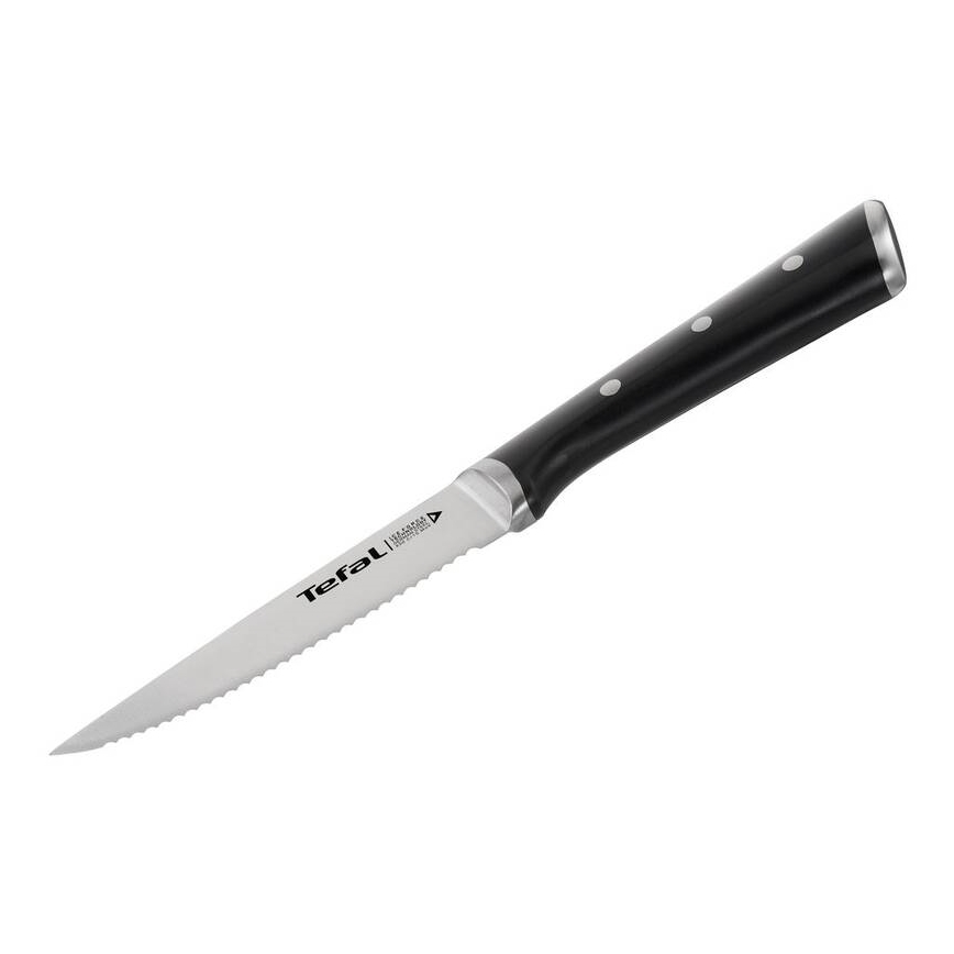 Tefal - SET 4x Cuchillo para carne de acero inoxidable ICE FORCE 11 cm cromo brillante/negro