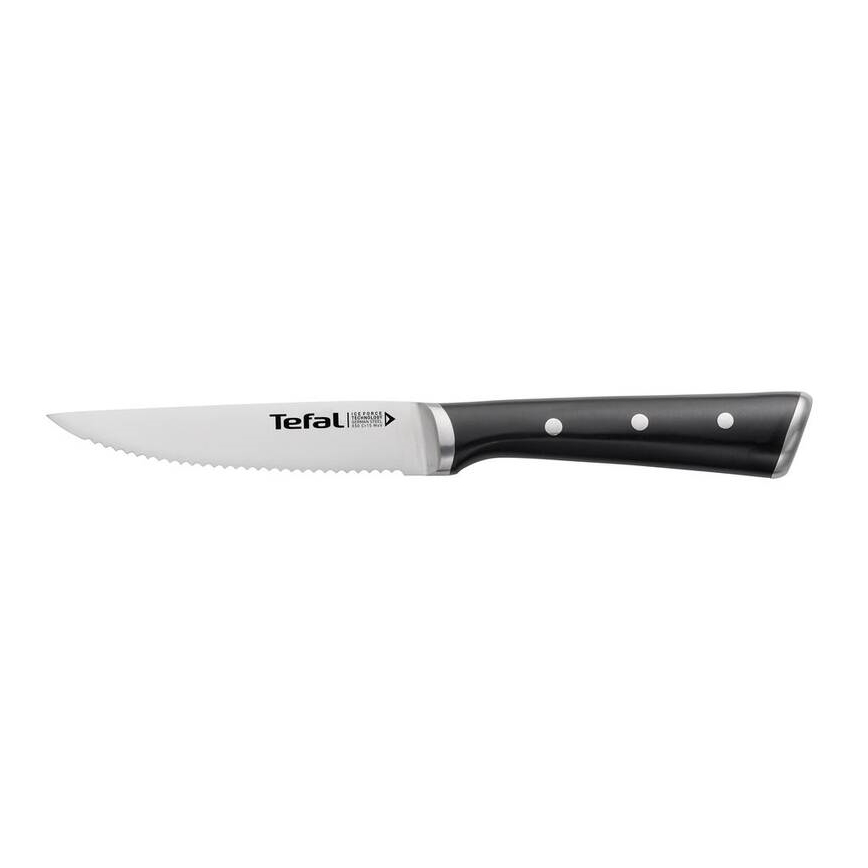Tefal - SET 4x Cuchillo para carne de acero inoxidable ICE FORCE 11 cm cromo brillante/negro