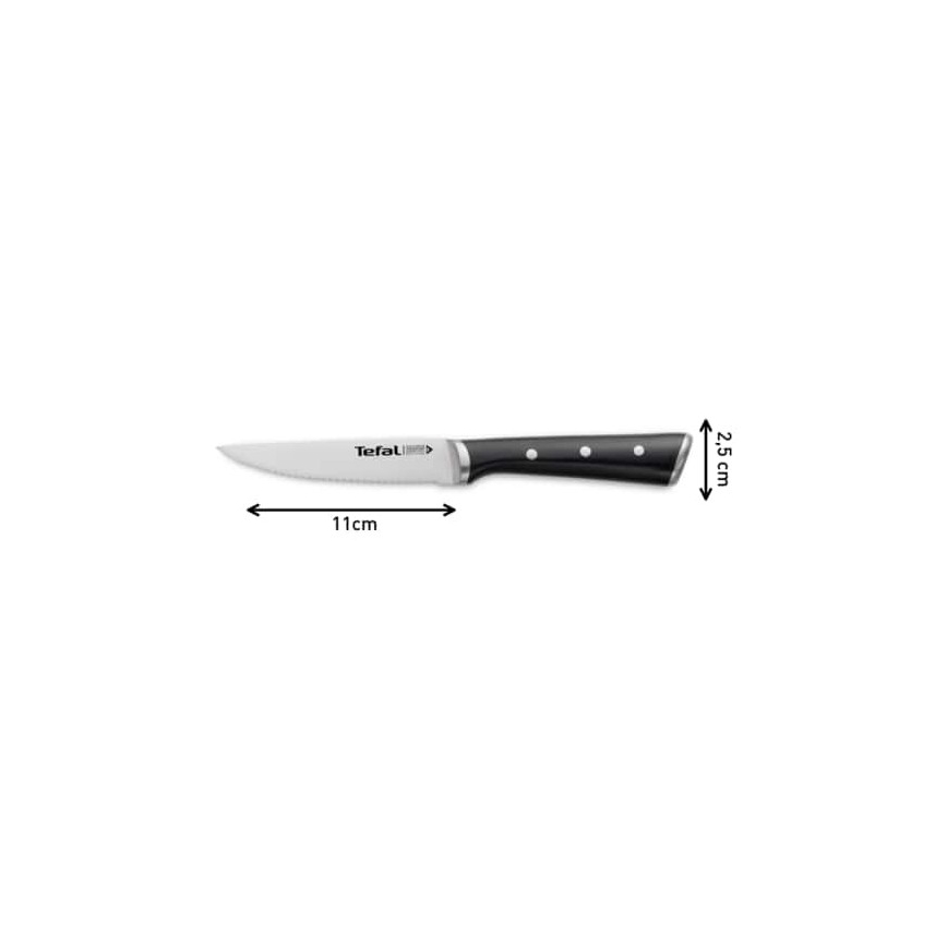 Tefal - SET 4x Cuchillo para carne de acero inoxidable ICE FORCE 11 cm cromo brillante/negro
