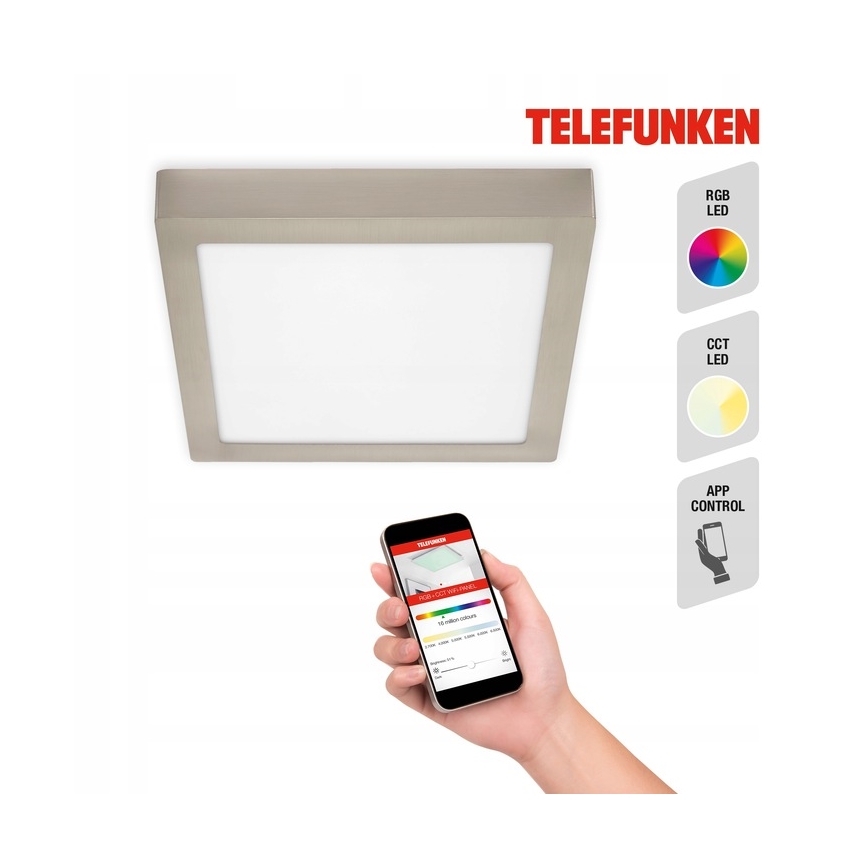 Telefunken 309602TF - Plafón LED RGBW regulable LED/18W/230V 2700-6500K Wi-Fi Tuya