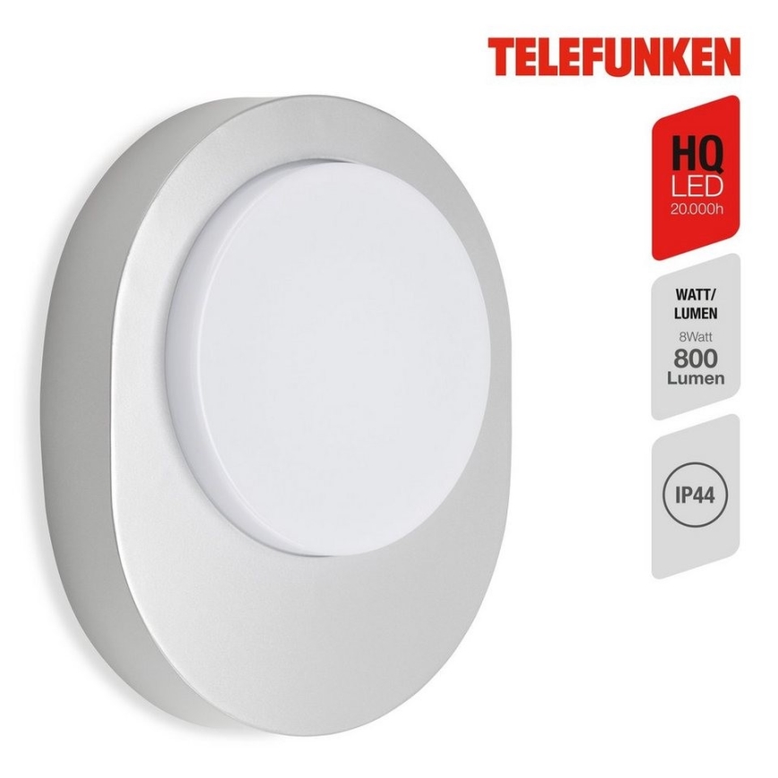 Telefunken 312004TF - Aplique LED para exterior LED/8W/230V IP44 plata
