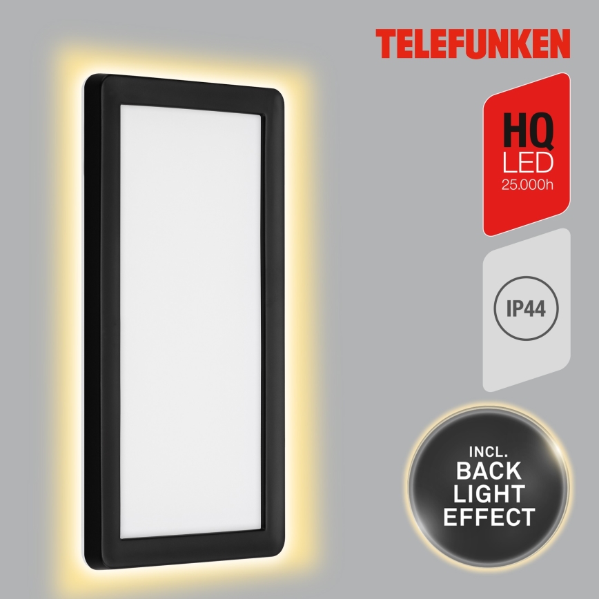 Telefunken 313605TF - Aplique LED para exterior LED/16W/230V IP44 negro