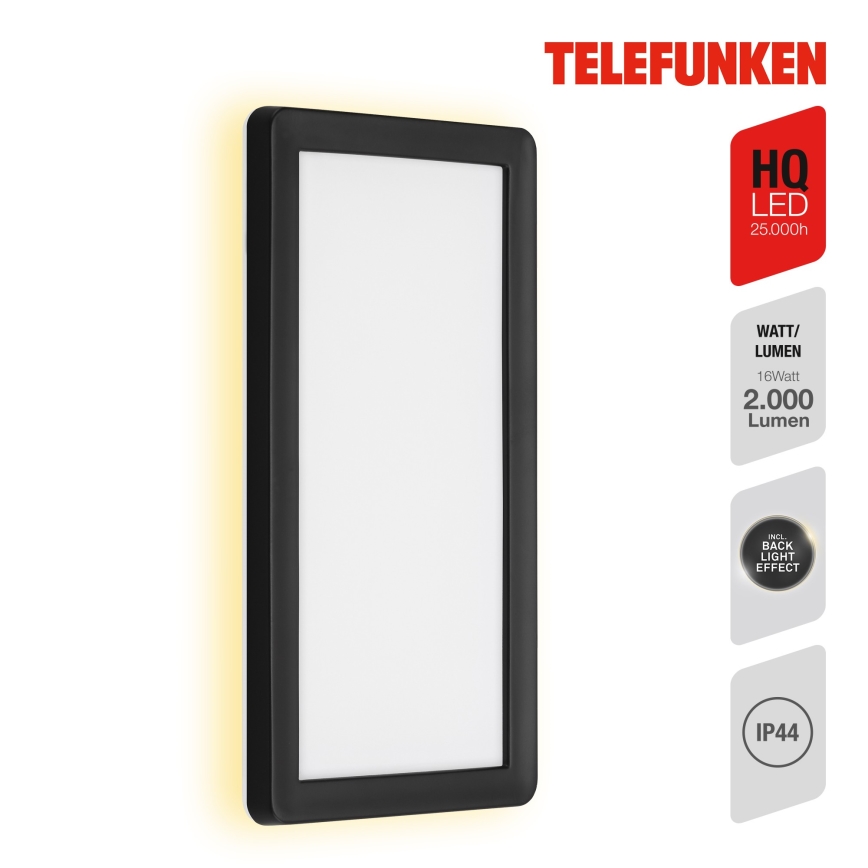 Telefunken 313605TF - Aplique LED para exterior LED/16W/230V IP44 negro