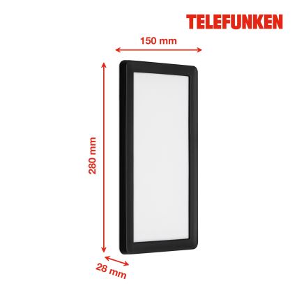 Telefunken 313605TF - Aplique LED para exterior LED/16W/230V IP44 negro