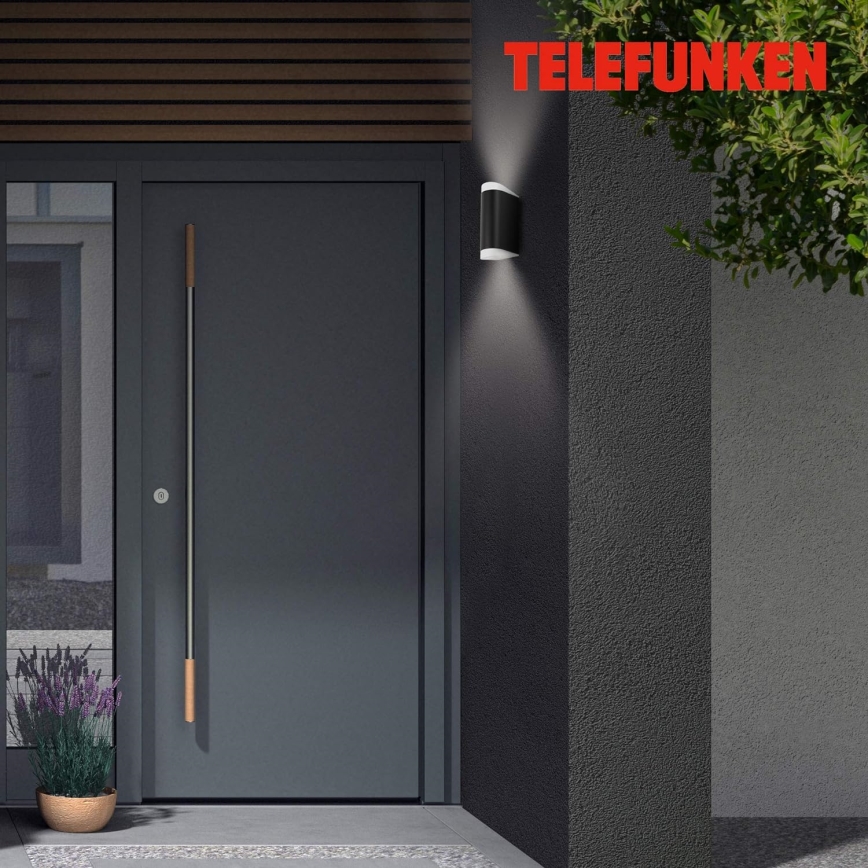 Telefunken 314905TF - Aplique LED para exterior 2xGU10/5W/230V IP44 negro