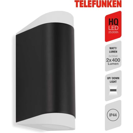 Telefunken 314905TF - Aplique LED para exterior 2xGU10/5W/230V IP44 negro