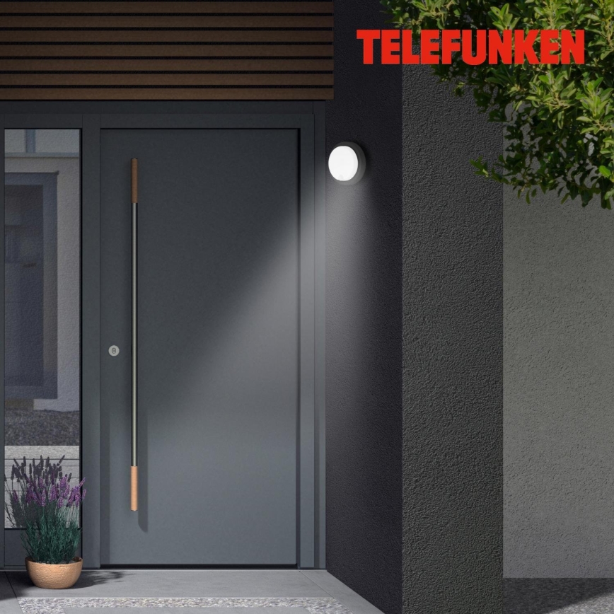 Telefunken 315305TF - Aplique LED de exterior con sensor LED/12W/230V IP44 negro